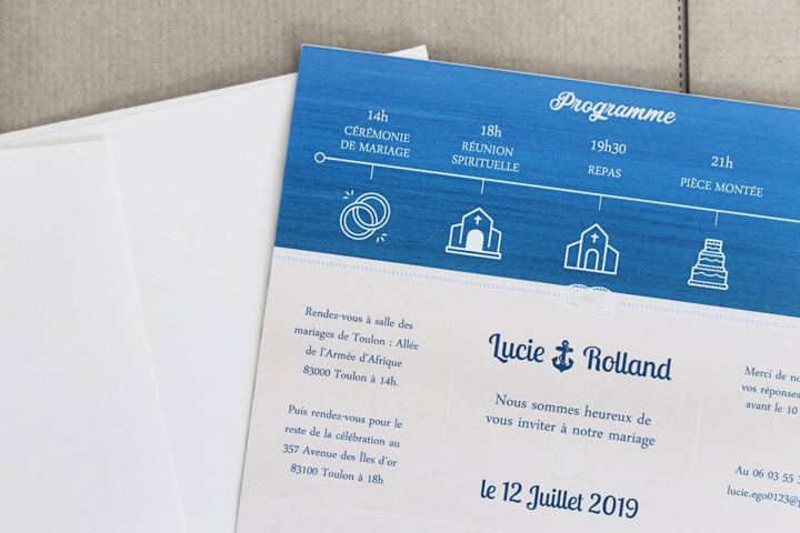 Faire-part de mariage au thème marin